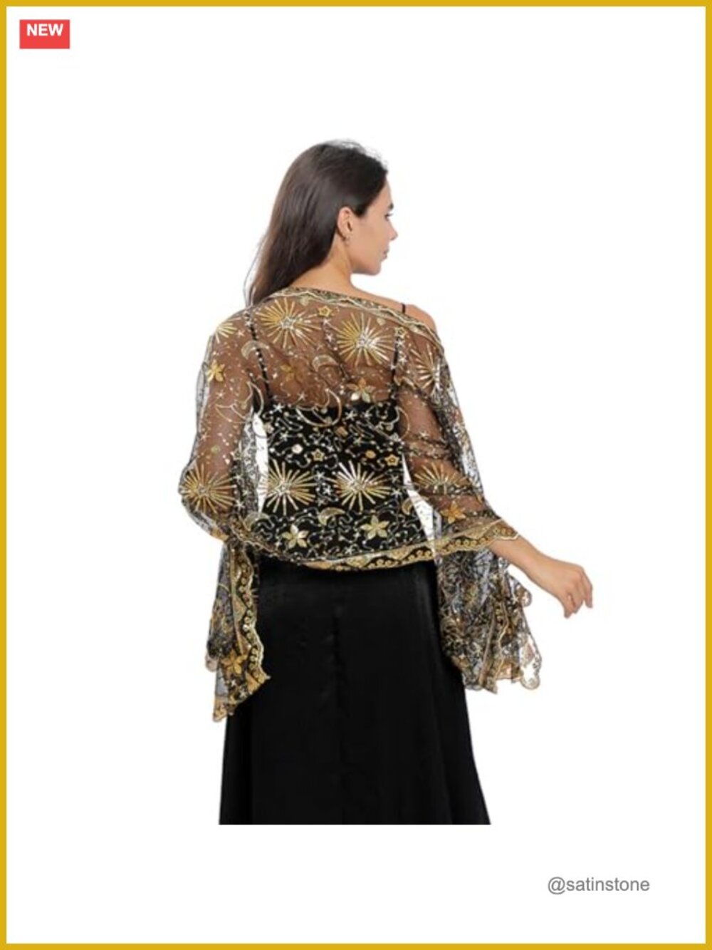 Women's Sequin Moon Star Wrap Pashmina Shawl Bridal Wedding Evening Dress